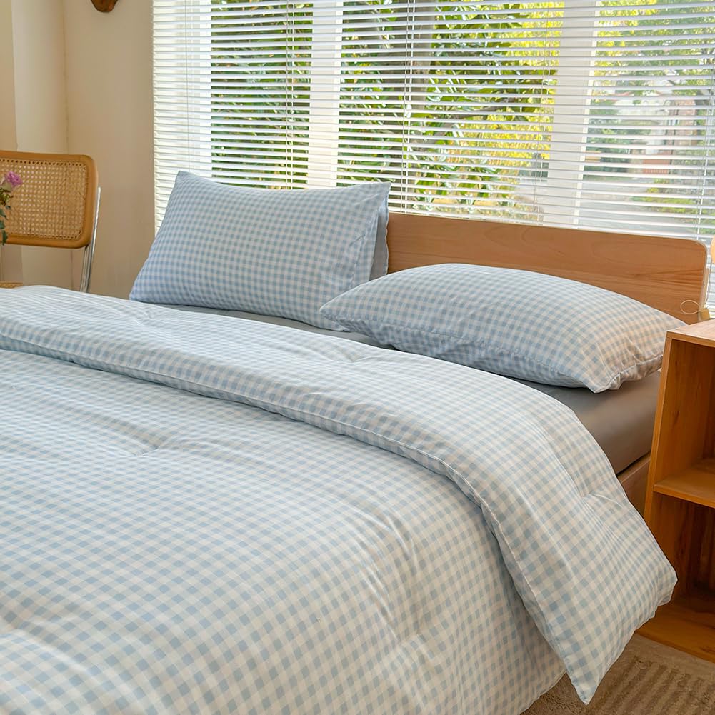 掛け布団 7点セット 西海岸 海外クイーンサイズ Amazon.com: NSNLGSGC Queen Comforter Set, Light Blue Gingham